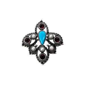 Sarah Coventry Brooch Pendant Imperial Faux Turquoise Purple Stones Silver Tone